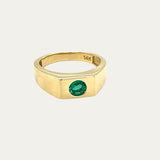 14K Solid Gold Emerald Signet Ring