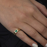 14K Solid Gold Emerald Signet Ring