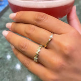 14K Solid Gold CZ & Mother Pearl Ring