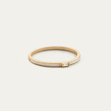 14K Solid Gold CZ White Enamel Band Ring
