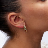 14K Oval Diamond Cut Textured Hoop Earrings