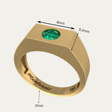 14K Solid Gold Emerald Signet Ring