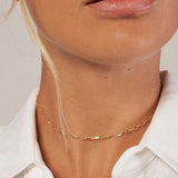 14K Solid Gold Adjustable Paperclip Chain Chocker