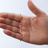 14K Solid Gold Alternating Paperclip Link Chain Anklet 2.8mm