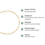 14K Solid Gold Alternating Paperclip Link Chain Anklet 2.8mm